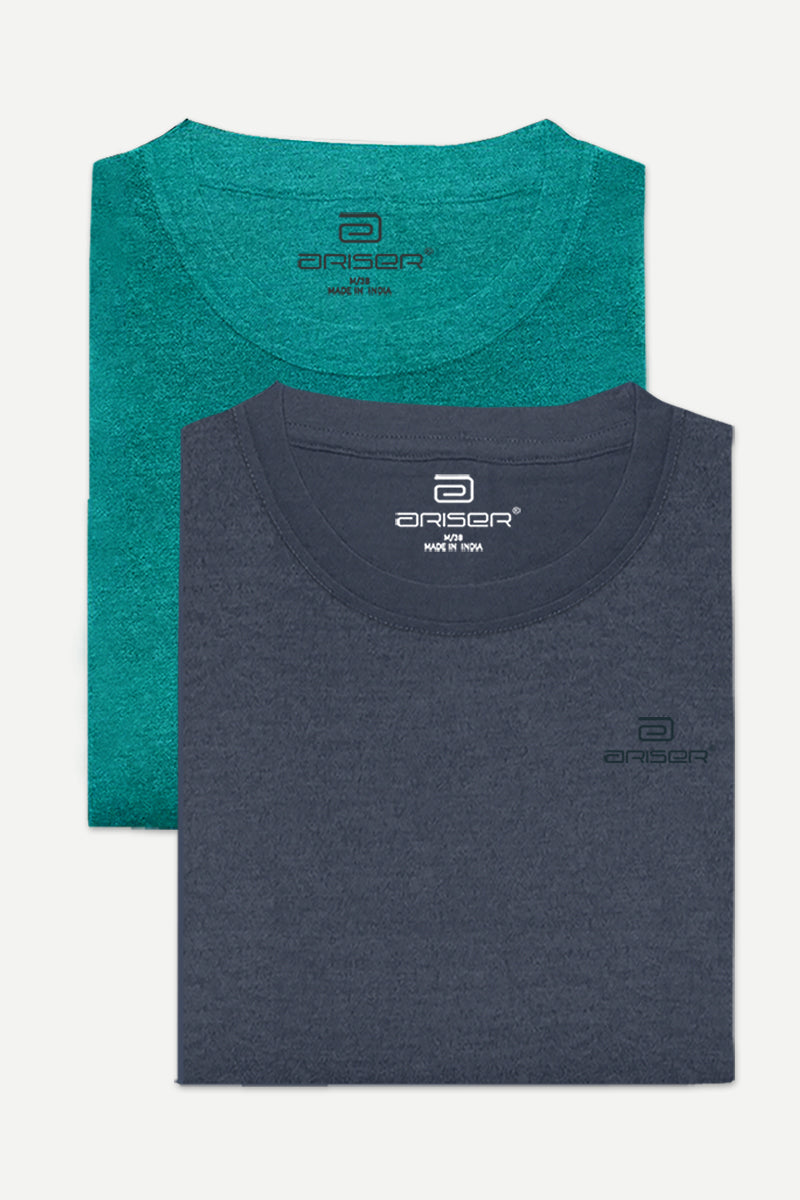 Ariser Cotton Round Neck Solid T-Shirt Combo-201 ( Pack Of 2 )