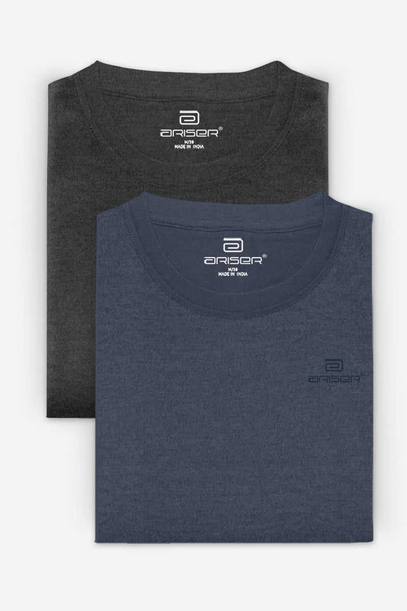Ariser Cotton Round Neck Solid T-Shirt Combo-202 ( Pack Of 2 )