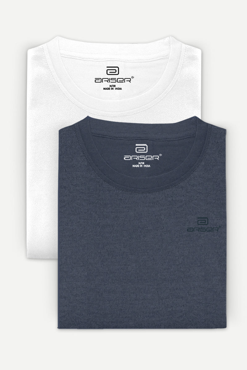 Ariser Cotton Round Neck Solid T-Shirt Combo-203 ( Pack Of 2 )
