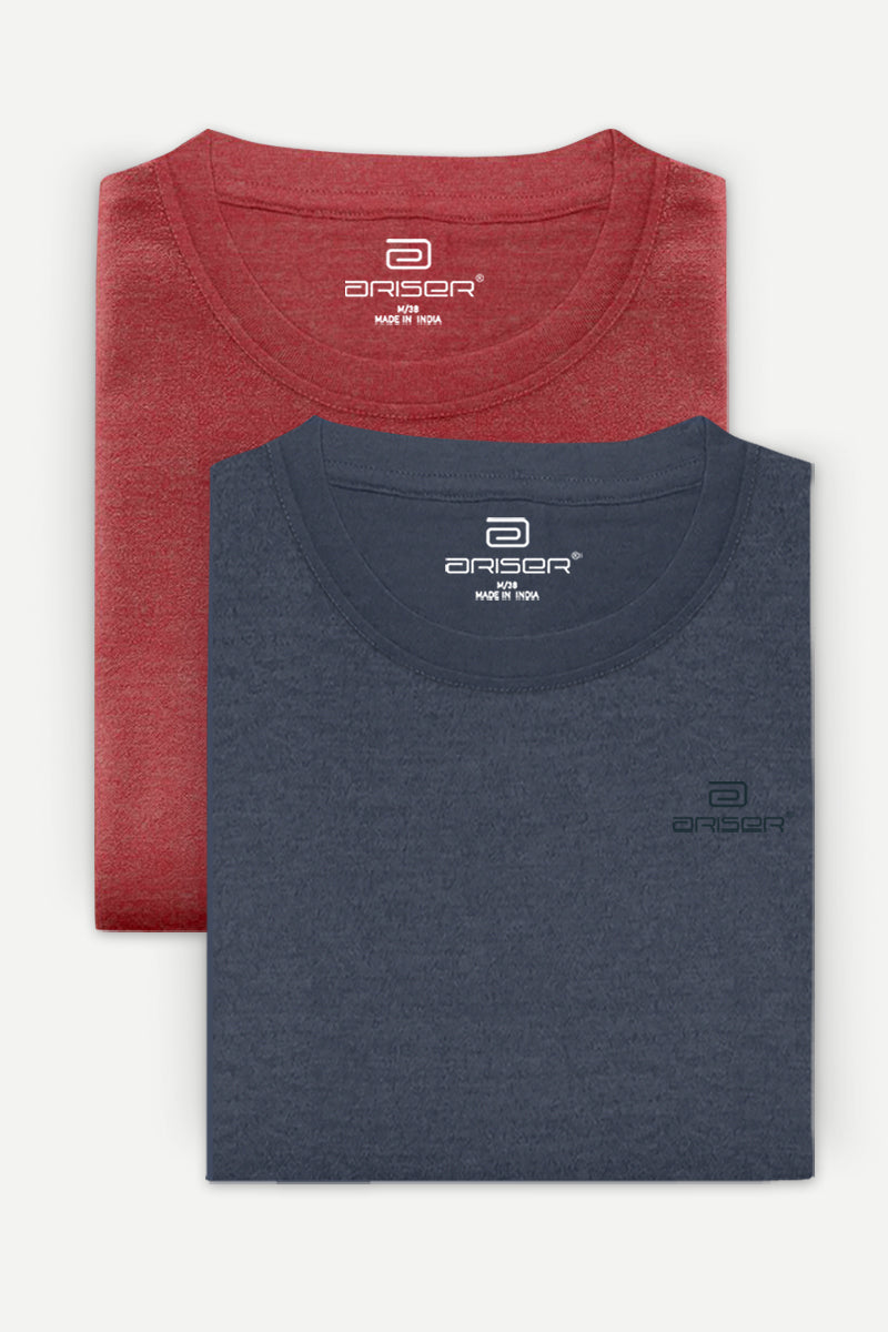 Ariser Cotton Round Neck Solid T-Shirt Combo-204 ( Pack Of 2 )