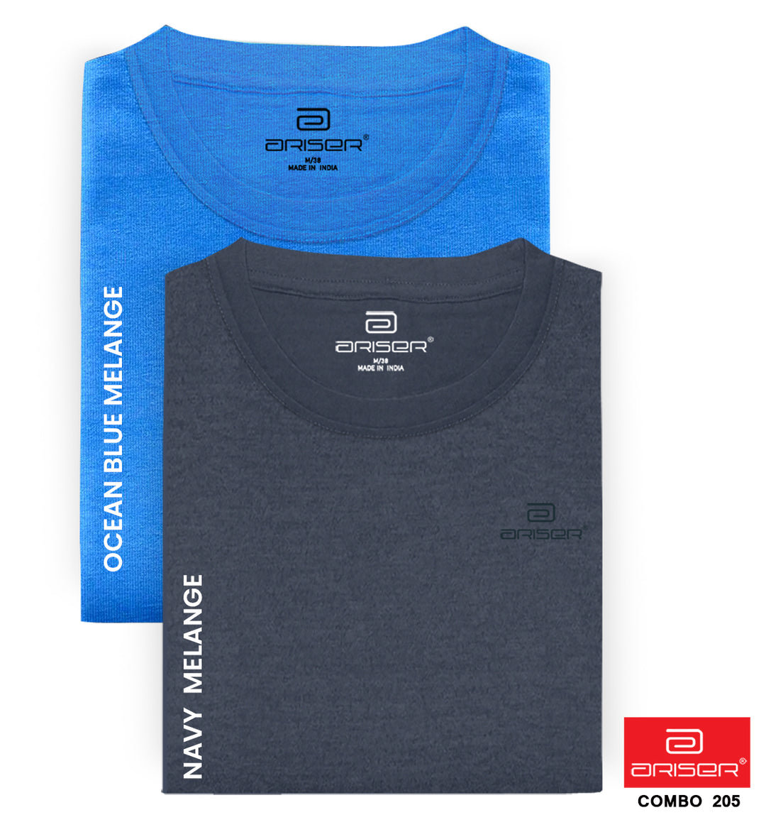 Ariser Cotton Round Neck Solid T-Shirt Combo-205 ( Pack Of 2 )