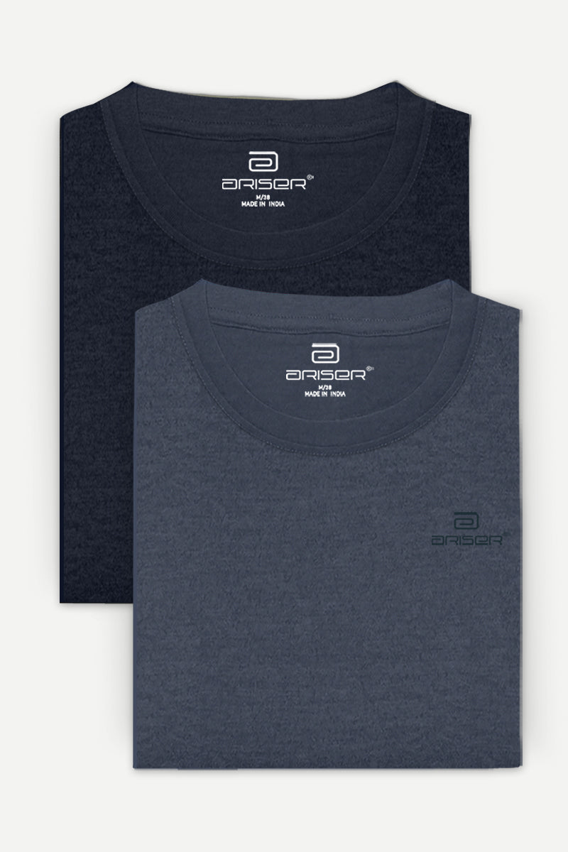 Ariser Cotton Round Neck Solid T-Shirt Combo-207 ( Pack Of 2 )