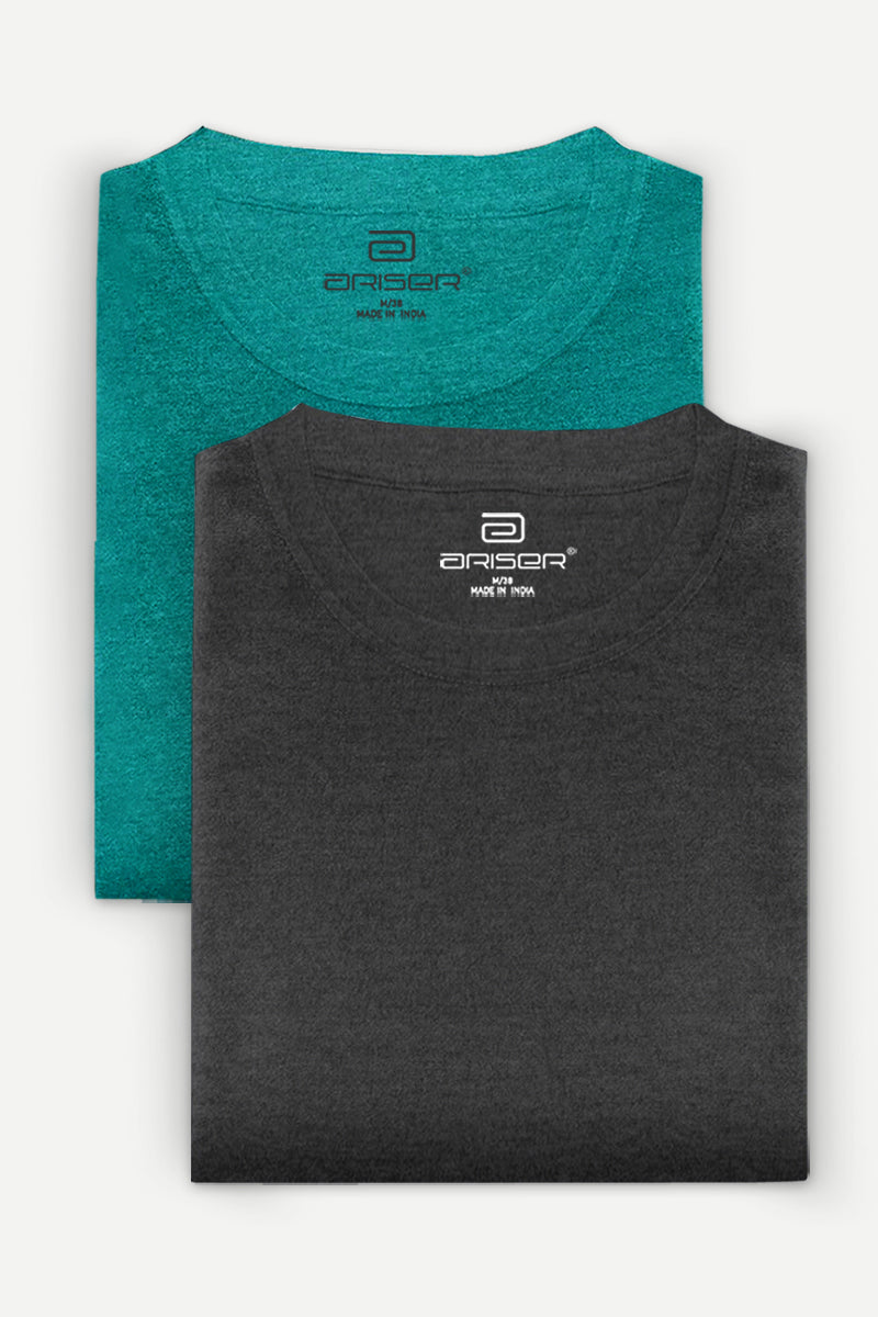 Ariser Cotton Round Neck Solid T-Shirt Combo-209 ( Pack Of 2 )