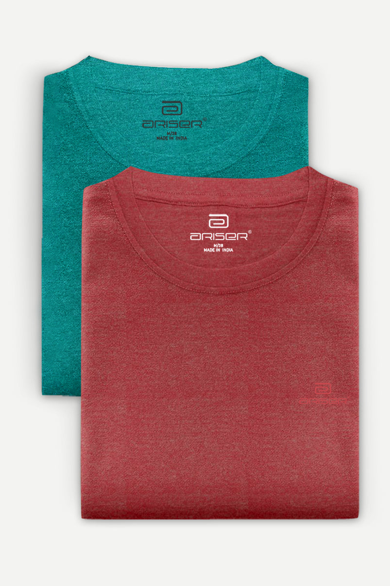 Ariser Cotton Round Neck Solid T-Shirt Combo-211 ( Pack Of 2 )