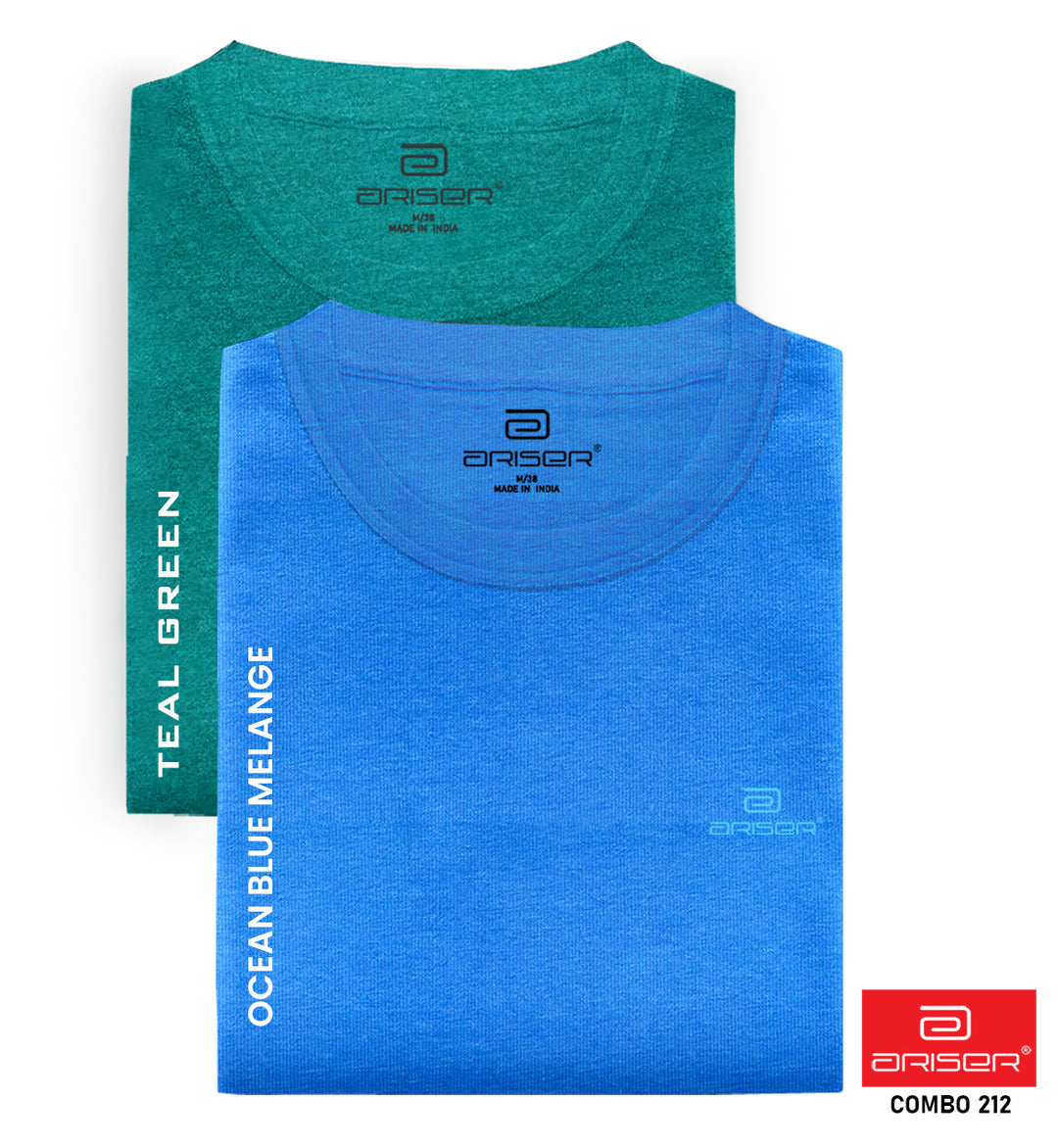 Ariser Cotton Round Neck Solid T-Shirt Combo-212 ( Pack Of 2 )