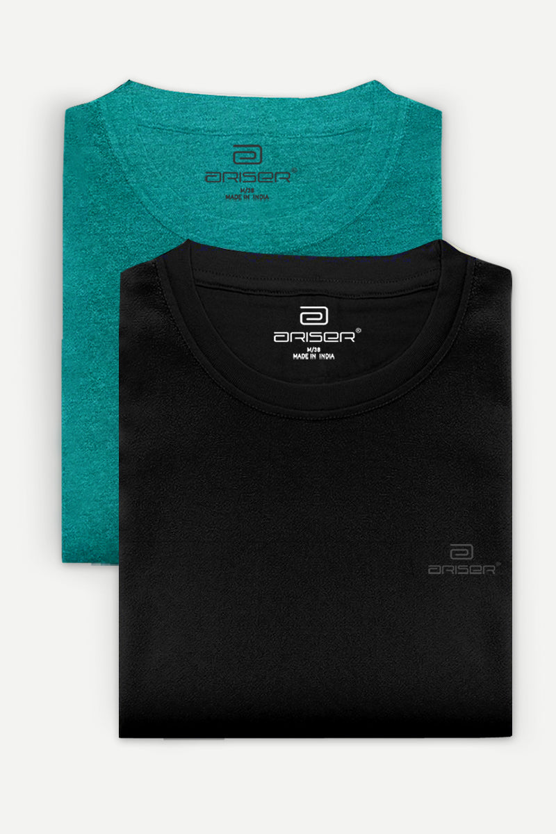 Ariser Cotton Round Neck Solid T-Shirt Combo-213 ( Pack Of 2 )