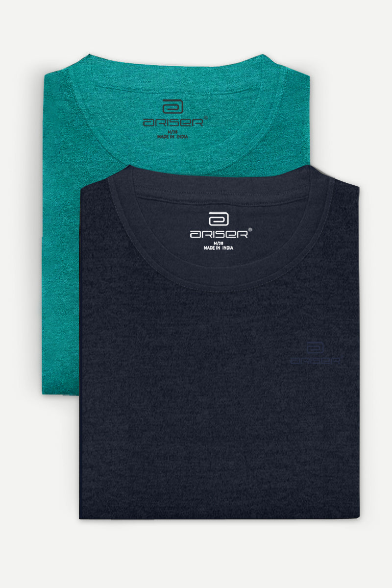 Ariser Cotton Round Neck Solid T-Shirt Combo-214 ( Pack Of 2 )
