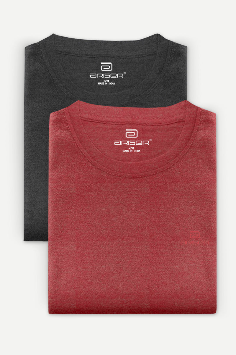 Ariser Cotton Round Neck Solid T-Shirt Combo-217 ( Pack Of 2 )