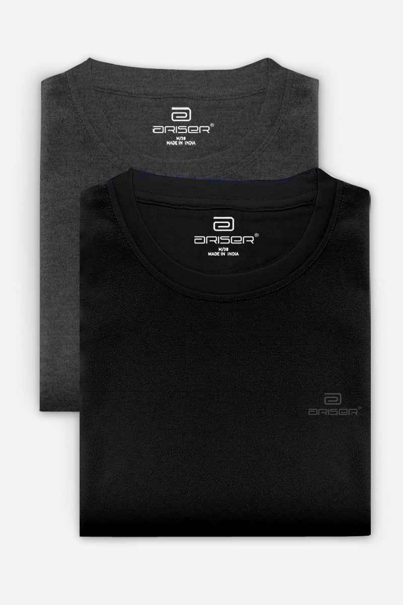 Ariser Cotton Round Neck Solid T-Shirt Combo-219 ( Pack Of 2 )