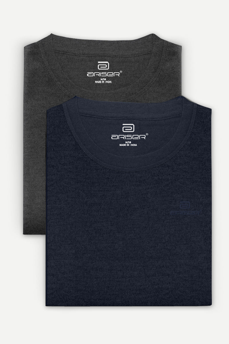 Ariser Cotton Round Neck Solid T-Shirt Combo-220 ( Pack Of 2 )