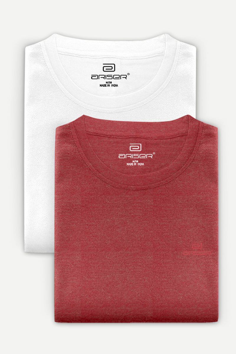 Ariser Cotton Round Neck Solid T-Shirt Combo-222 ( Pack Of 2 )