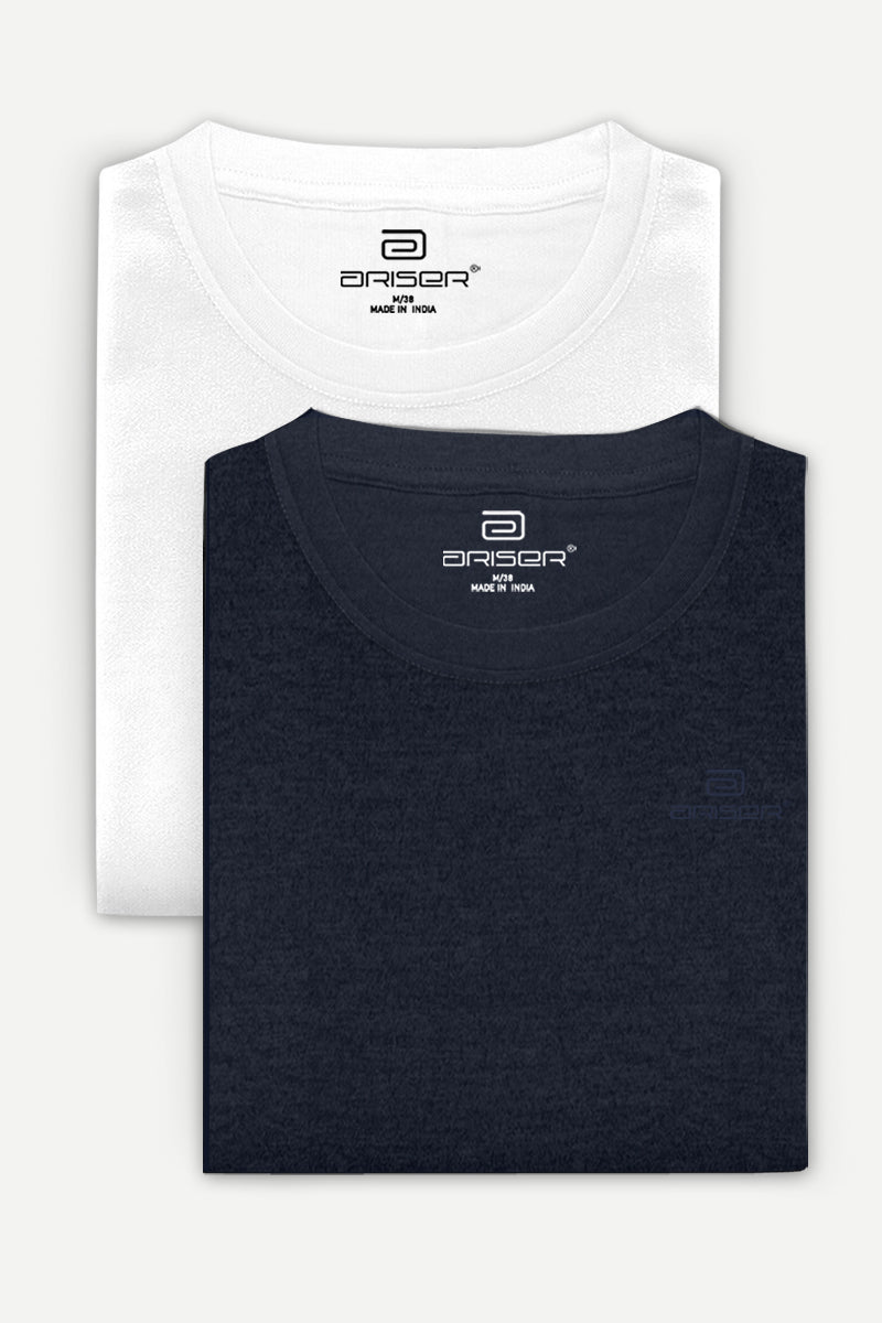 Ariser Cotton Round Neck Solid T-Shirt Combo-225 ( Pack Of 2 )