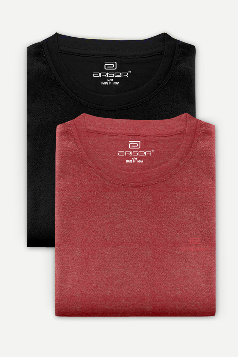 Ariser Cotton Round Neck Solid T-Shirt Combo-228 ( Pack Of 2 )