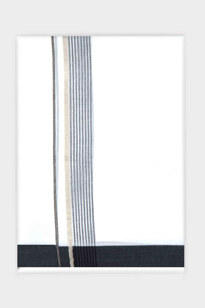 Bloom Crystal - Chorcoal Black Smooth Cotton Double Layered Dhoti With Fancy Borders | Uathayam