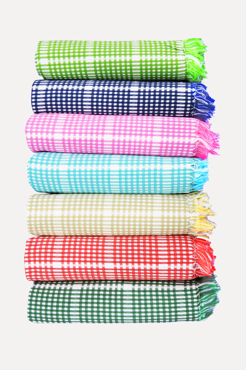 Daffodil - Mini Checked 100% Cotton Colour Bath Towels | Uathayam