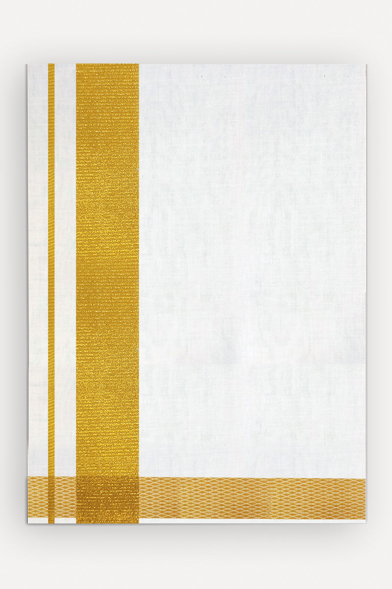 DURGAMBHA - 9X5 Panchakachm Cotton Blend White Dhoti For Men