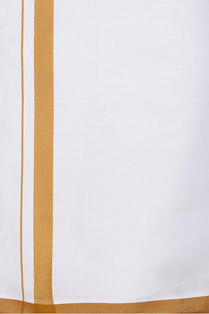 Varna - Golden Rod Matching Shirt and Single Dhoti Set For Men | Uathayam