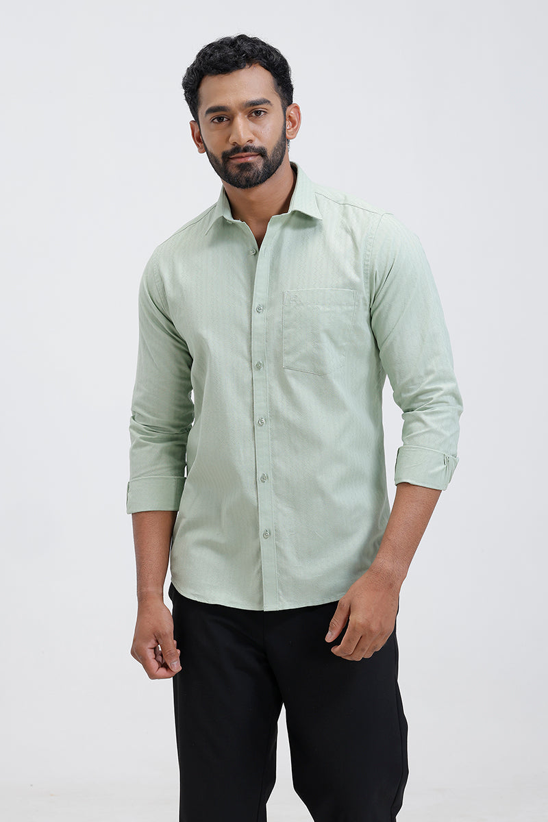 Mexican Dobby - Soft Sage Green 100% Cotton Formal Shirts For Men