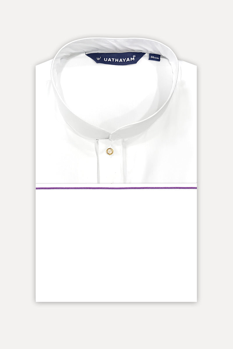 Kaaba - White Knee Length Kurta and Small Border Dhoti Combo For Men (Assorted Colors) | Uathaym
