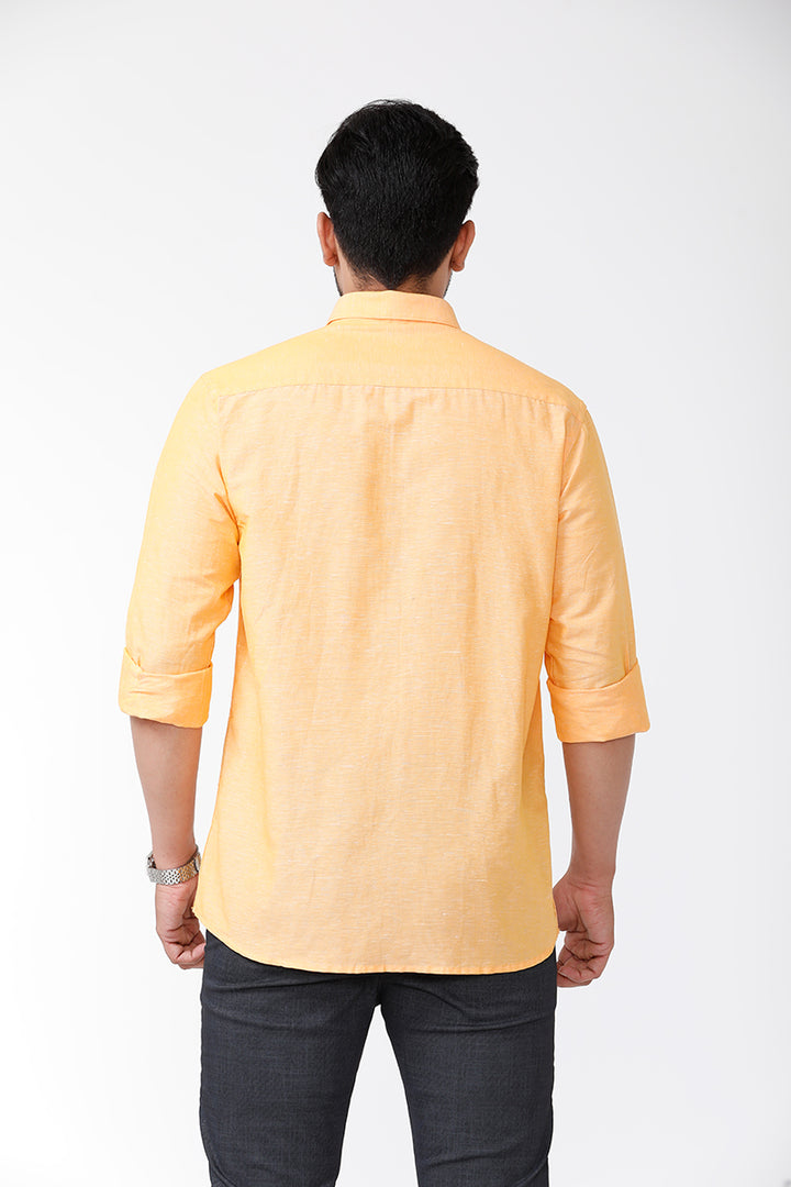 Linen Classic - Orange Yellow Formal Shirts for Mens | Uathayam
