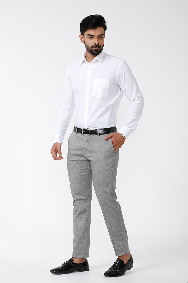 Snow Field - 100% Cotton Formal White Shirt For Men | Uathayam