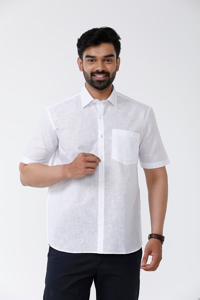 Uathayam Butter Soft Cotton White Formal Shirt