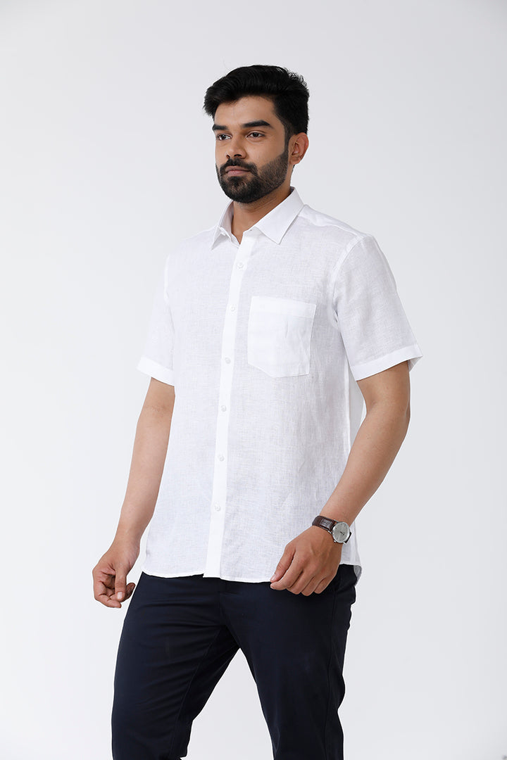 Linen Rise - 100% Formal White Shirt For Men | Uathayam