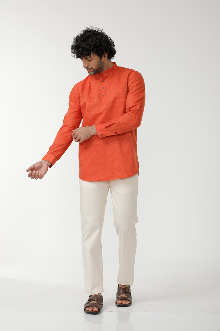 Urban - Orange Short Kurta for Men | Uathayam