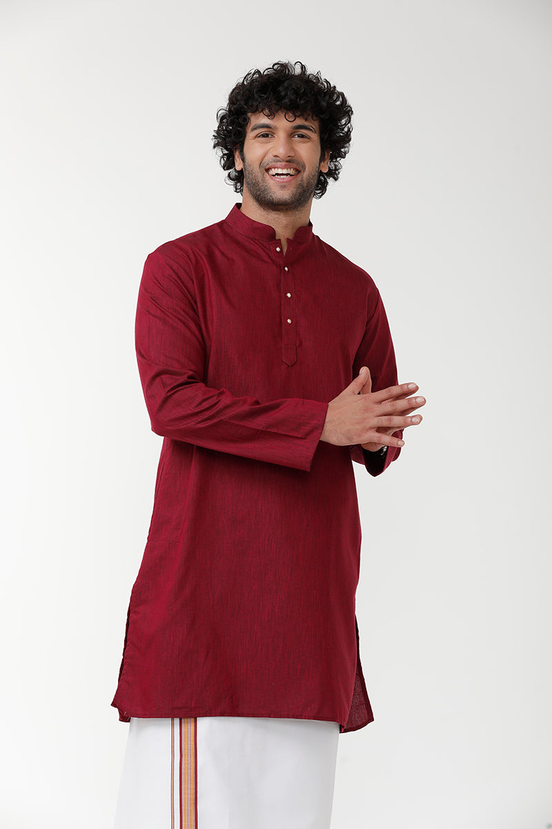 Exotic Red Long Kurta For Mens Uathaym