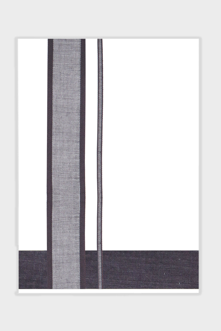 Unique Navya - Dark Gray Smooth Cotton Double Layered Dhoti With Fancy Borders | Uathayam