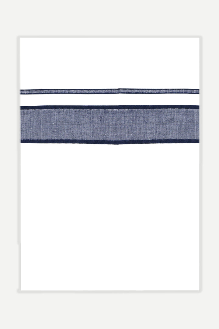 Unique Navya - Navy Blue Smooth Cotton Double Layered Dhoti With Fancy Borders | Uathayam