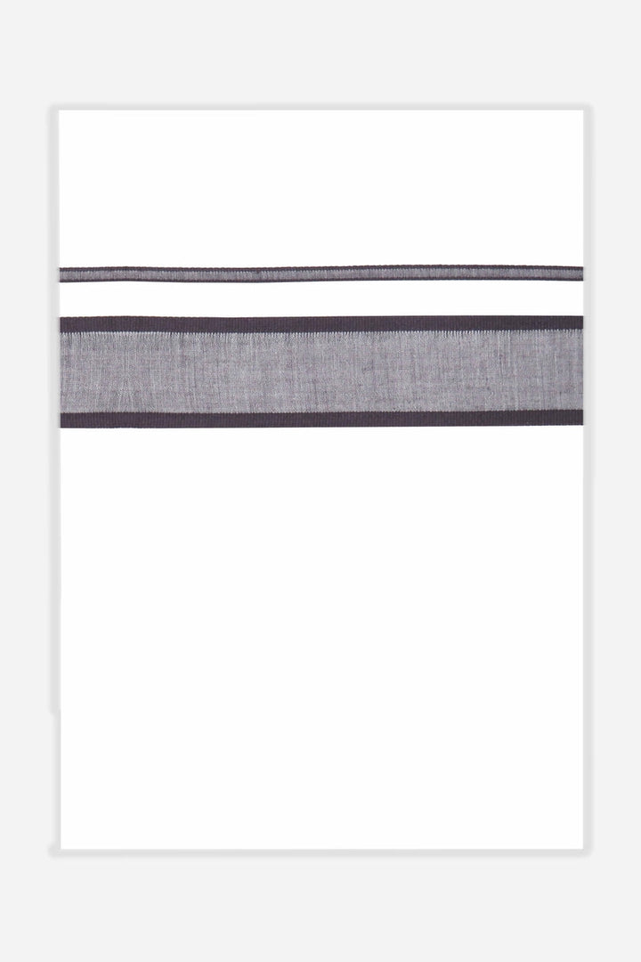 Unique Navya - Dark Gray Smooth Cotton Double Layered Dhoti With Fancy Borders | Uathayam