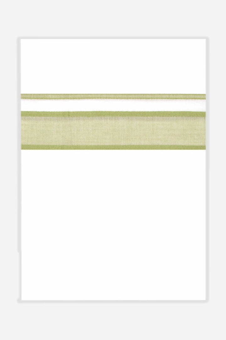 Unique Navya - Leaf Green Smooth Cotton Double Layered Dhoti With Fancy Borders | Uathayam