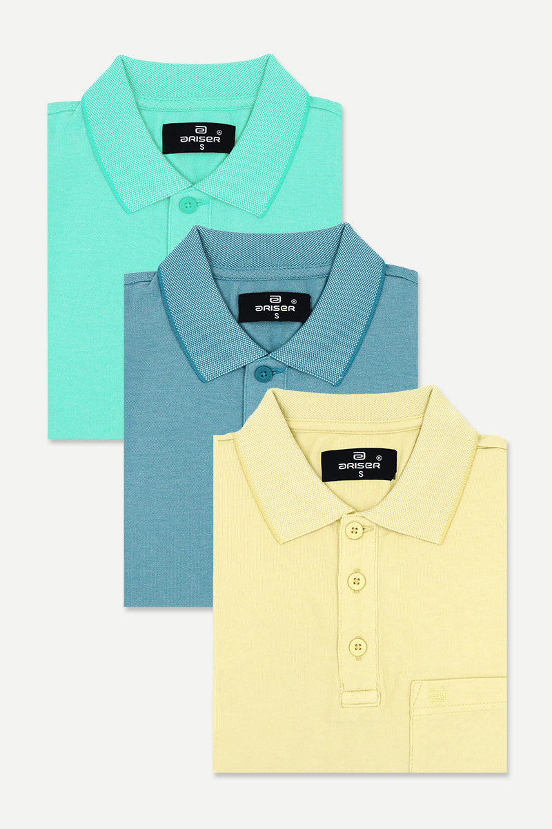 Golf Polo Collar T Shirts Pack Of 3 Combo For Men Ariser