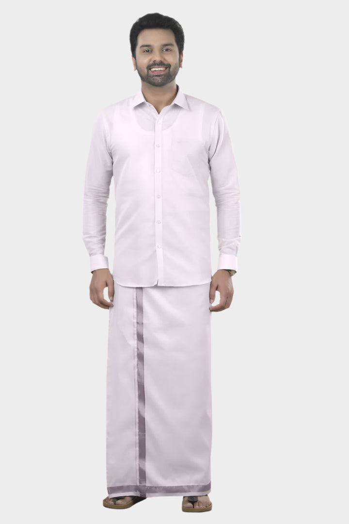 Vaibhav - Rose Pink Half Sleeve Father & Son Tissue Combo Set | Uathayam