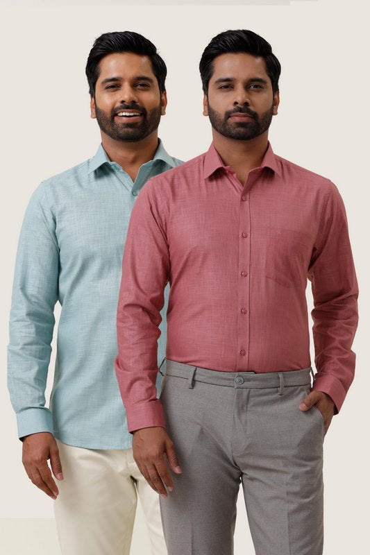 Indo Cotton Summer Green Dusky Pink Pack Of Combo Shirts For Men  Ariser