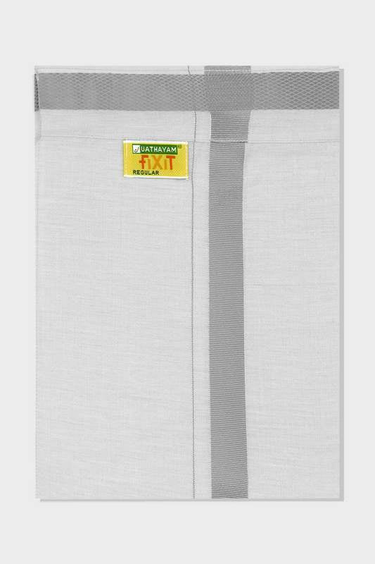 Silver Fixit - Adjustable Tissue Single Layered Pocket Dhoti For Men
