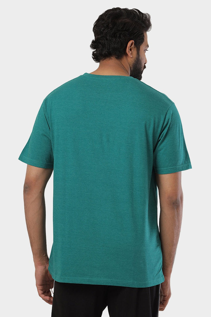 ARISER Teal Green Color Round Neck Solid T-shirts For Men - TS25004