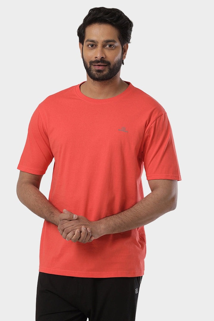Round Neck - Orange Solid T-Shirts For Men | Ariser