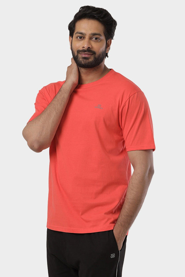 Round Neck - Orange Solid T-Shirts For Men | Ariser