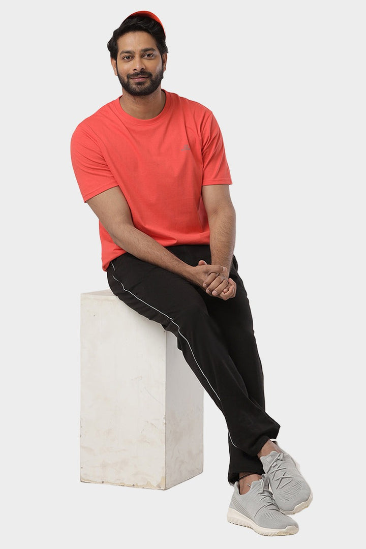 Round Neck - Orange Solid T-Shirts For Men | Ariser