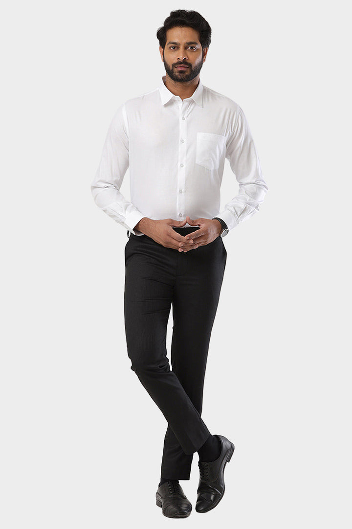 Kingdom - 100% Cotton Dobby Formal White Shirt For Men | Uathayam
