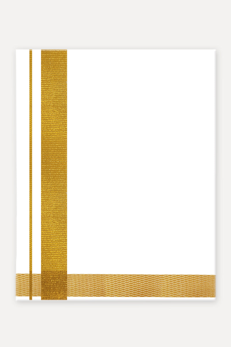 Zebra Gold Jari - Single Layered Dhoti With Jari Borders For Men | Uathayam