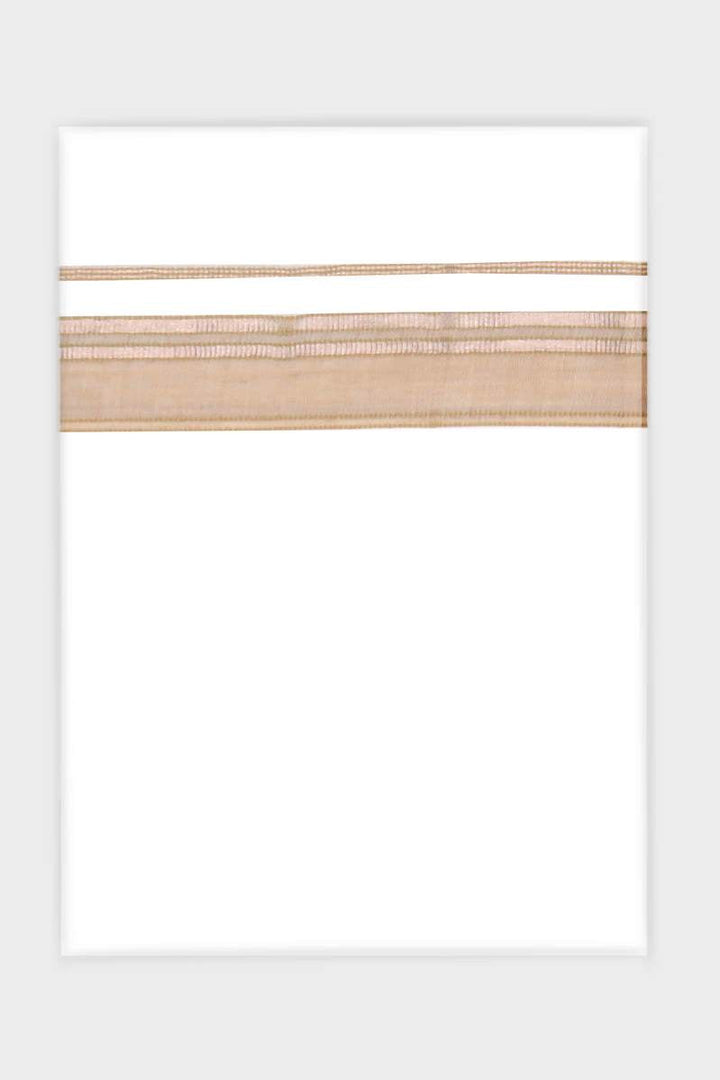 Art Crystal - Sandy Peach Smooth Cotton Double Layered Dhoti With Fancy Borders | Uathayam