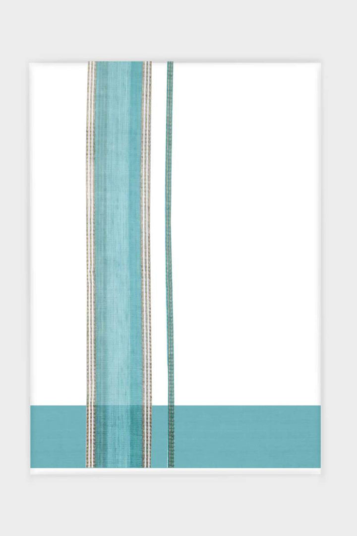 Dynamic Crystal - Turquoise Blue Smooth Cotton Double Layered Dhoti With Fancy Borders | Uathayam