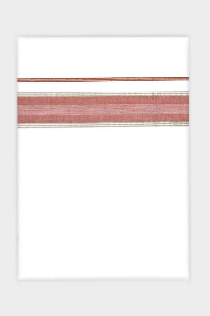 Dynamic Crystal - Coral Brown Smooth Cotton Double Layered Dhoti With Fancy Borders | Uathayam