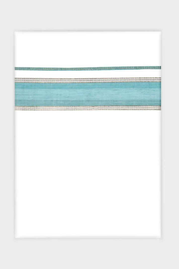 Dynamic Crystal - Turquoise Blue Smooth Cotton Double Layered Dhoti With Fancy Borders | Uathayam