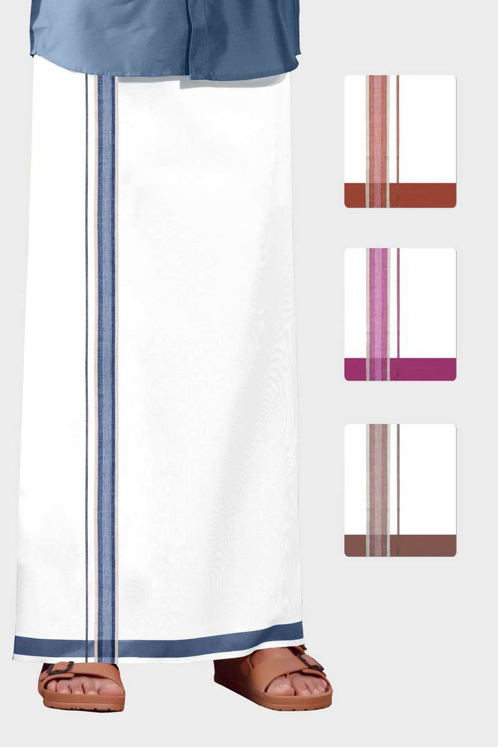 Dynamic Crystal - Garnet Red Smooth Cotton Double Layered Dhoti With Fancy Borders | Uathayam