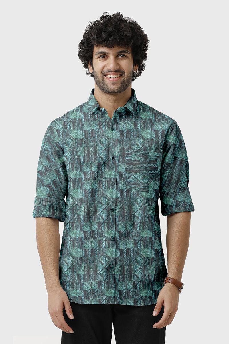 ARISER Miami Satin Printed Full Sleeve Smart Fit Formal Shirt for Men - 15660