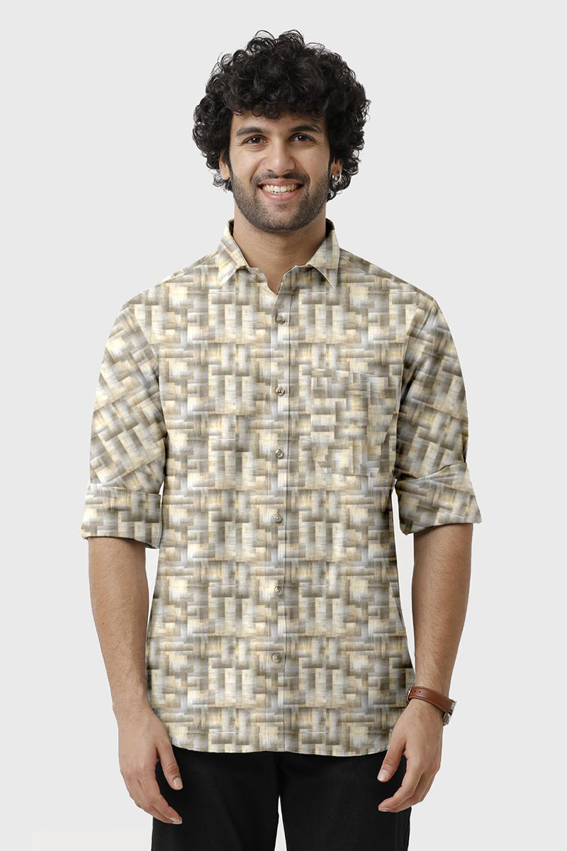 ARISER Miami Satin Printed Full Sleeve Smart Fit Formal Shirt for Men - 15682